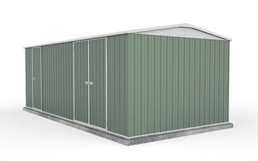 Absco 5.96mW x 3.00mD x 2.30mH Three Door Highlander Garden Shed - Pale Eucalypt - Shed City